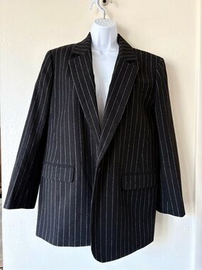 Madewell black striped oversized blazer size 4 NWT